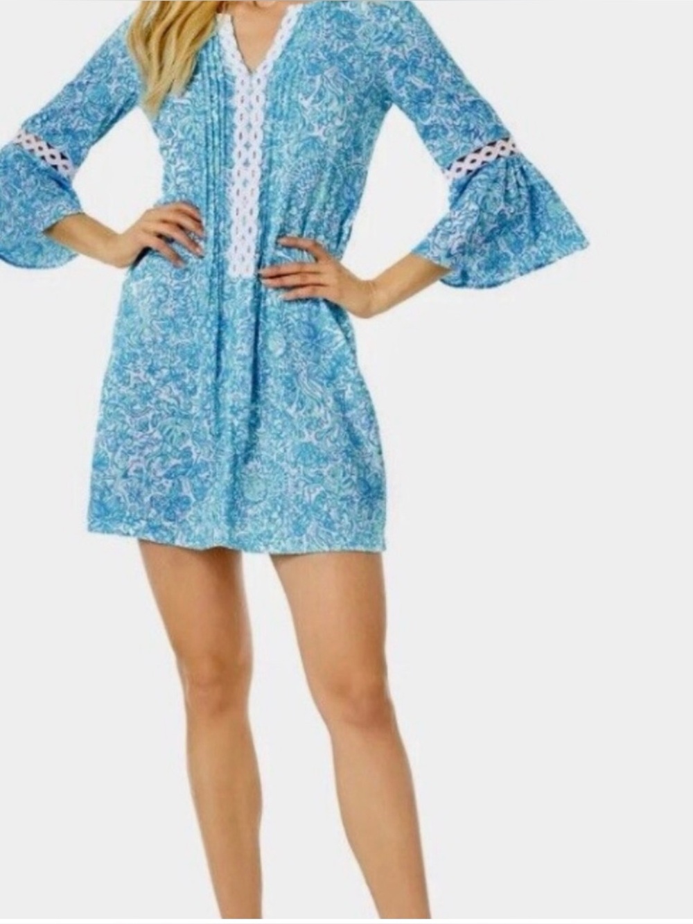 LILLY PULITZER Hollie Dress Took Me By Sunrise Blue White Resort Vacation Small